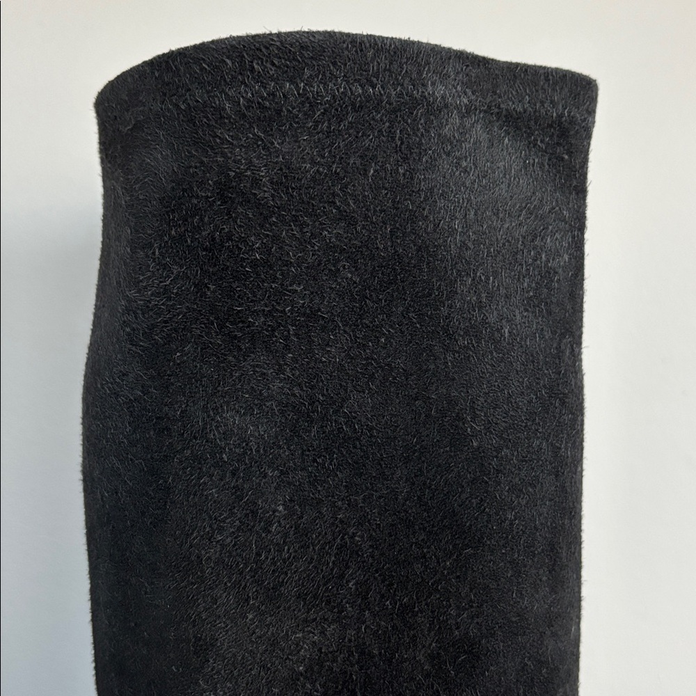 Stuart Weitzman Black Suede Over-the-Knee Stiletto Boots Minimal Chic Y2K Luxe - Picture 8 of 13